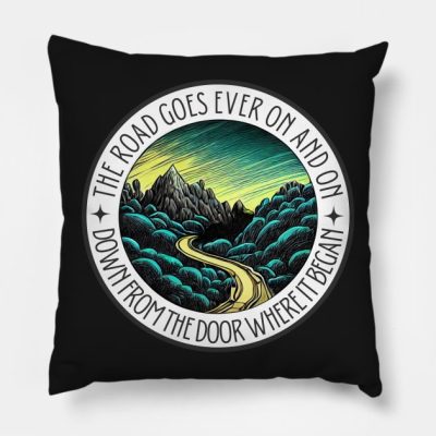 The Road Goes Ever On And On Down From The Door Wh Throw Pillow Official Lord Of The Rings Merch