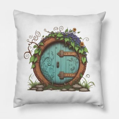 Beautiful Round Door White Fantasy Throw Pillow Official Lord Of The Rings Merch