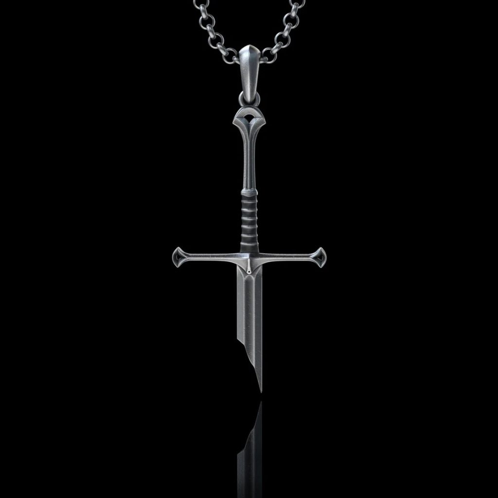 New Lord Necklace The Rings Power Flame of the West Silver Plated Broken Sword Pendant for 1 - Lord Of The Rings Merch