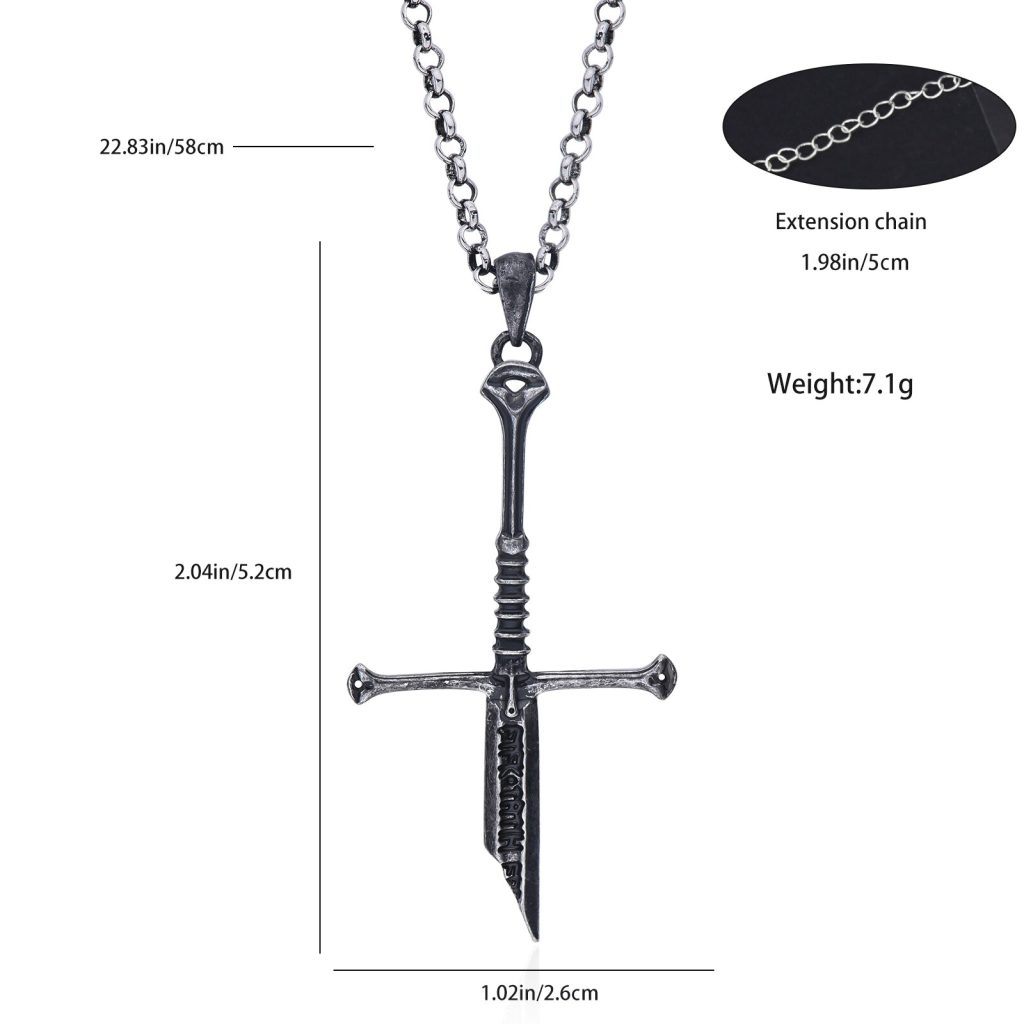 New the Lord Narsil Necklace The Rings Power Flame of the West Silver Plated Broken Sword 1 - Lord Of The Rings Merch