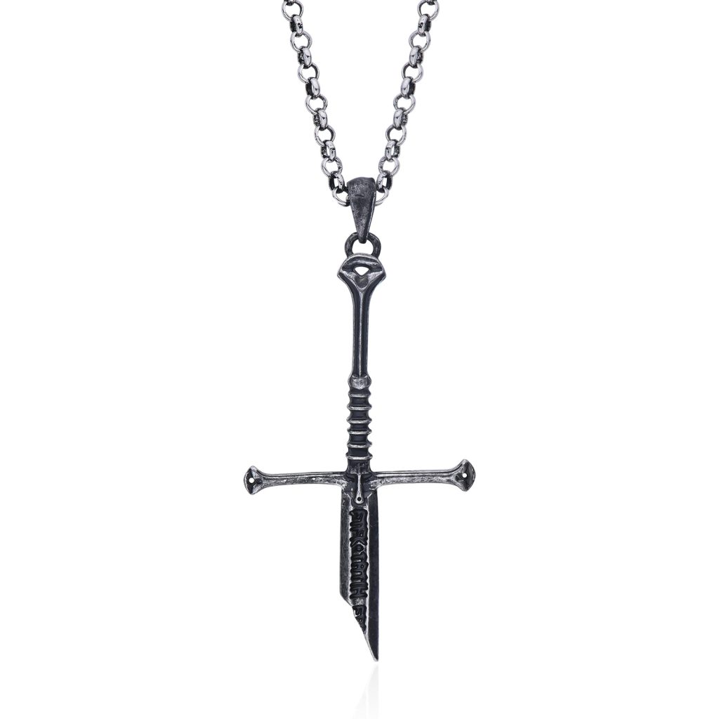 New the Lord Narsil Necklace The Rings Power Flame of the West Silver Plated Broken Sword - Lord Of The Rings Merch