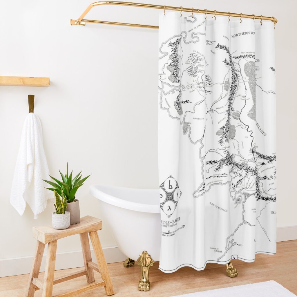 Fantasy Map Shower Curtain Official Lord Of The Rings Merch