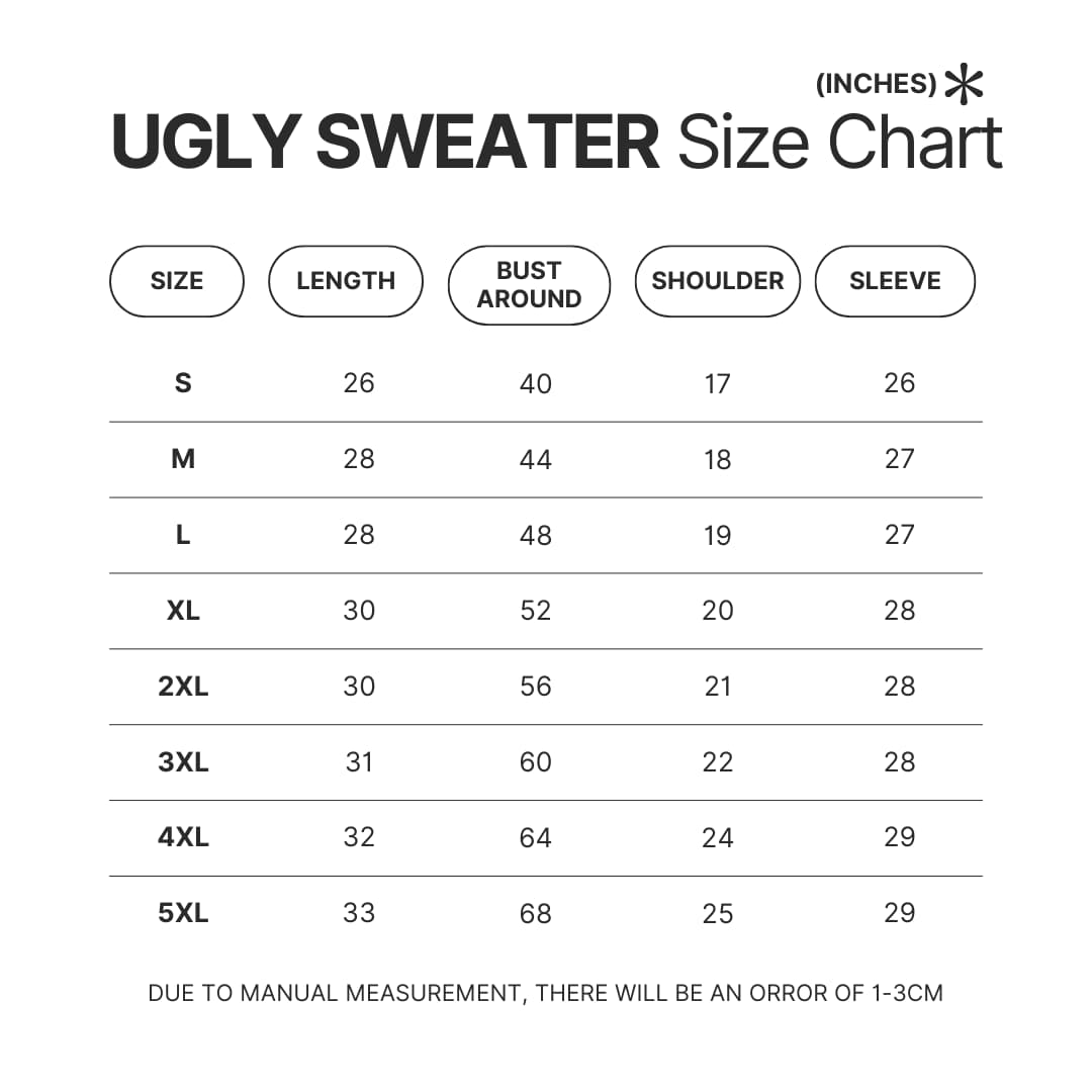 Ugly Sweater Size Chart 1 - Lord Of The Rings Merch