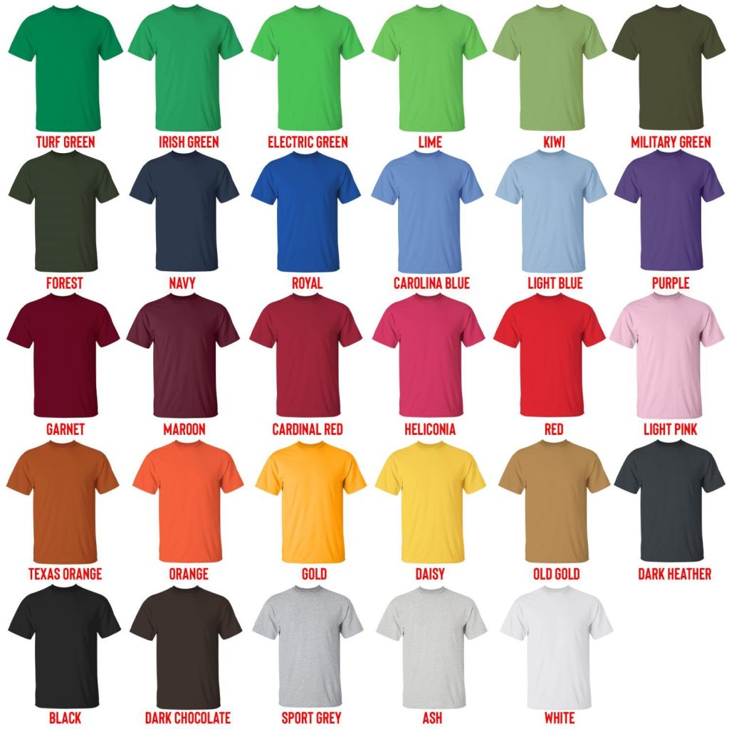 t shirt color chart - Lord Of The Rings Merch