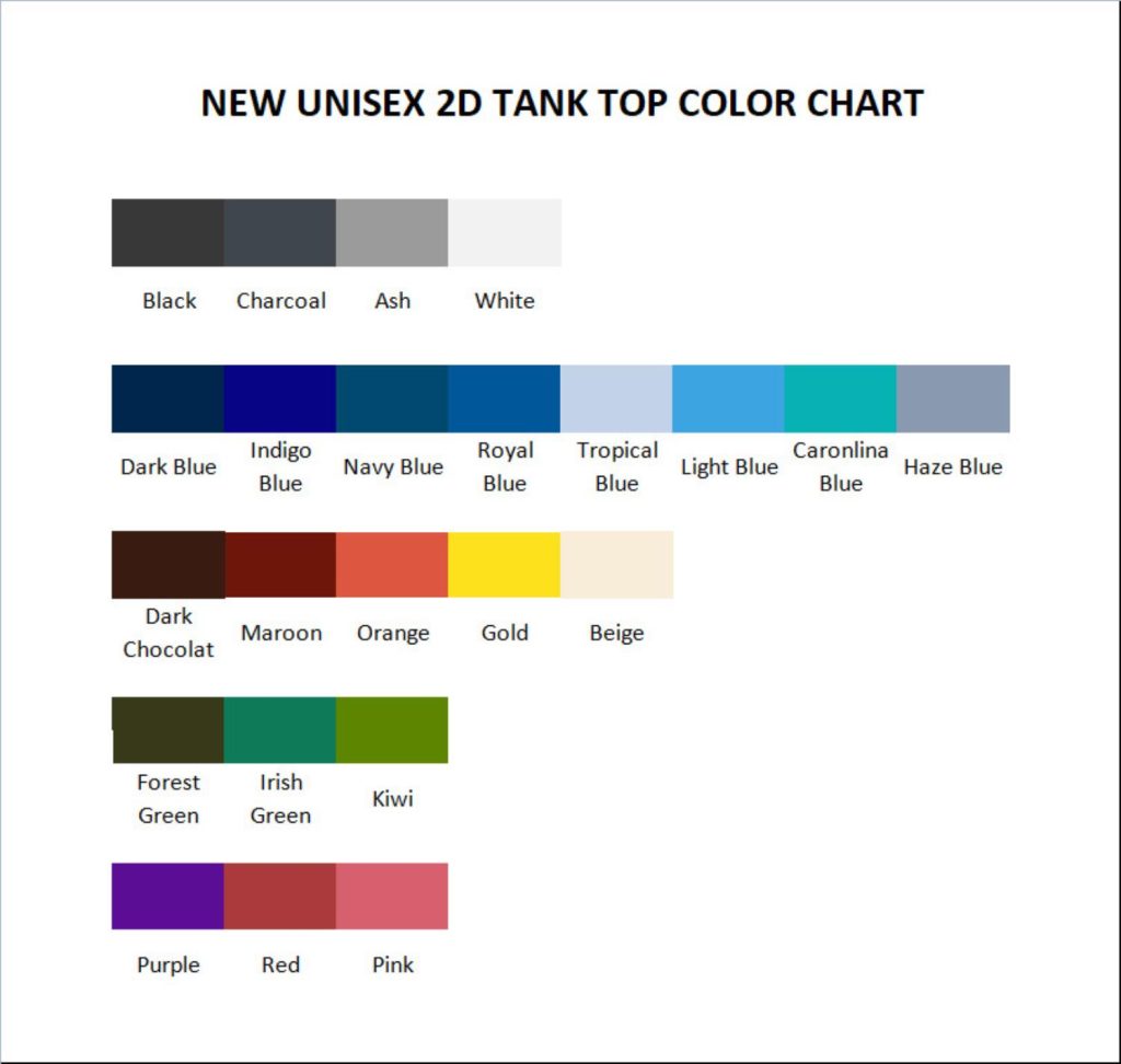 tank top color chart - Lord Of The Rings Merch